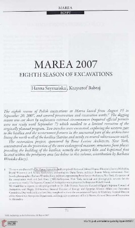 19: Marea 2007 : eighth season of excavations