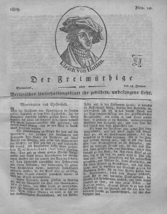 Nro. 10., Sonnabend, den 14. Januar 1809