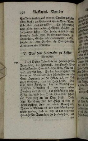 V. Von dem Landgrafen zu Hessen-Homburg.