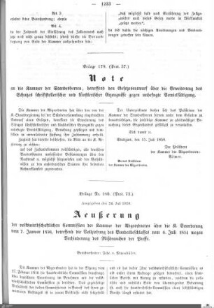 Beilagen zu Protokoll, 73. Sitzung