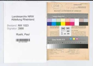 Entnazifizierung Paul Ruehl , geb. 10.04.1888 (Landesinspektor)