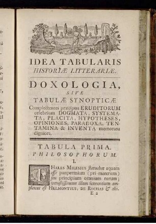 Tabula prima. Philosophorum. - Tabula III. Medicorum.