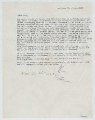 Brief von Raoul Hausmann an Vera Hausmann. Limoges