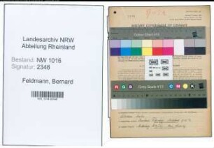 Entnazifizierung Bernard Feldmann , geb. 25.05.1912 (Sattler)