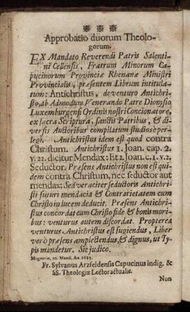 Approbatio duorum Theologorum.