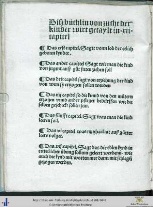 Disz buchlin von zucht der kinder wirt getaylt in XII capitel.