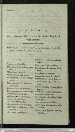 Erklärung aller schweren Wörter, die in diesem Lesebuch vorkommen