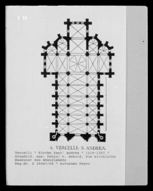 Grundriss der Konventskirche Sant' Andrea in Vercelli