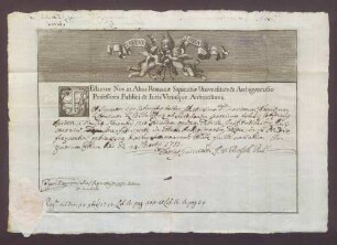 Studienzeugnisse des Marian Franz Schütz von Holzhausen aus Rom.