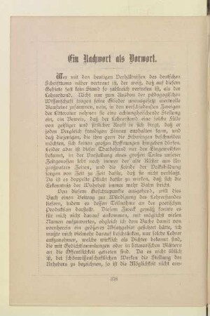 Nachwort als Vorwort