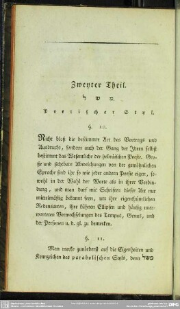 Zweyter Theil... Poetischer Styl