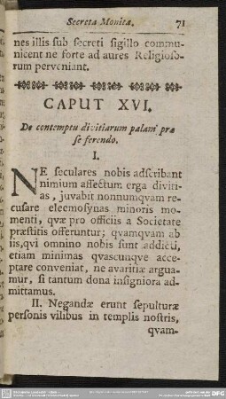 Caput XVI. De contemptu divitiarum palam prae se ferendo