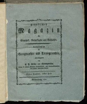 Ersten Bandes, erster Heft.