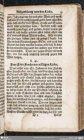 §. 42. Das ist die Frucht der völligen Liebe