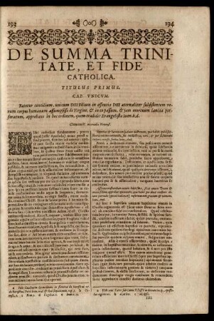 De Summa Trinitate, Et Fide Catholica.