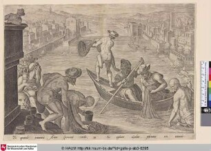 [Fishing from a boat with a net; Fischfang auf dem Boot mit Netz]