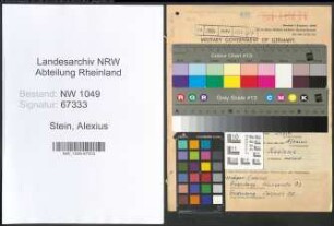 Entnazifizierung Alexius Stein , geb. 27.08.1879 (Postamtmann)