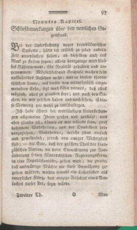 Neuntes Kapitel. Schlußbemerkungen über den nemlichen Gegenstand.