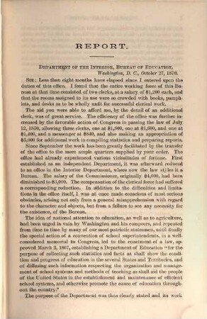Report of the Commissioner of Education : for the year ended June 30, ... 1870