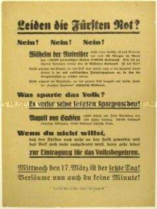 Aufruf zur Teilnahme am Volksbegehren zur Fürstenenteignung 1926