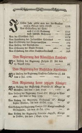 Von der Regierung des Römischen Kaysers. - Erklärung der Charactere.