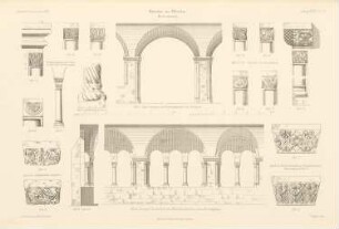 Kirche, Schulpforta: Kreuzgang, Kapitelle, Details (aus: Atlas zur Zeitschrift für Bauwesen, hrsg. v. Ministerium der öffentlichen Arbeiten, Jg. 47, 1897)