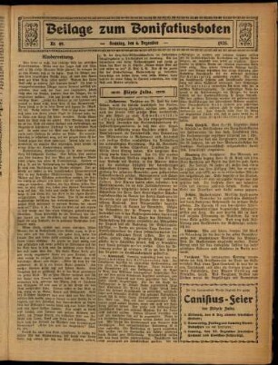 Zweite Ausgabe vom Sonntag, den 06. Dezember 1925.