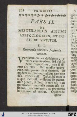 Pars II. De Moderandis Animi Affectionibus, Et De Studio Virtutum.