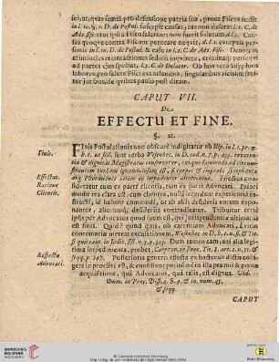 Caput VII. Effectu et Fine