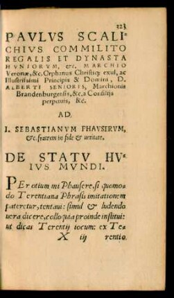Paulus Scalichius ... De Statu Huius Mundi.