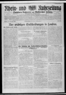 Rhein- und Ruhrzeitung : Tageszeitung für das niederrheinische Industriegebiet und den linken Niederrhein : das Blatt der westdeutschen Binnenschiffahrt