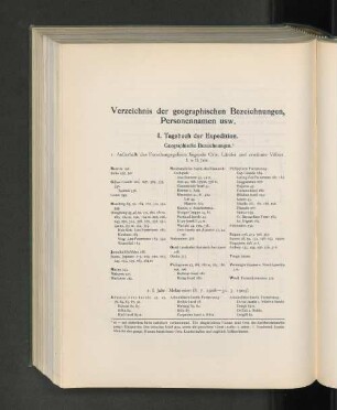 Verzeichnis der geographischen Bezeichnungen, Personennamen usw.