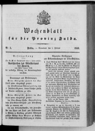 Nr. 5, Ausgabe vom 3. Februar 1849