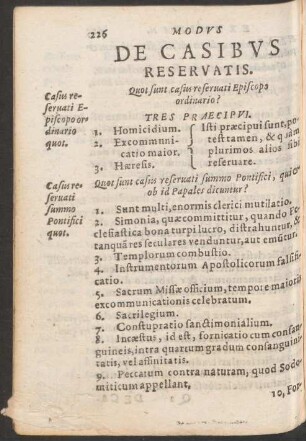 De Casibus Reservatis.