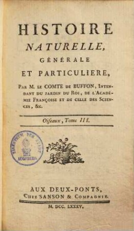Histoire naturelle, générale et particulière, [3,]3. Oiseaux