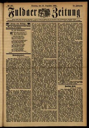 Erste Ausgabe vom Sonntag, den 25. Dezember 1892.