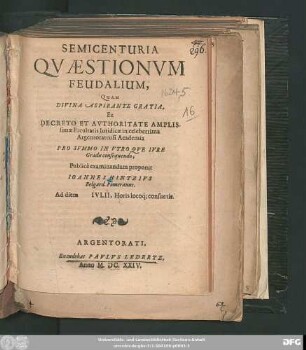 Semicenturia Quaestionum Feudalium