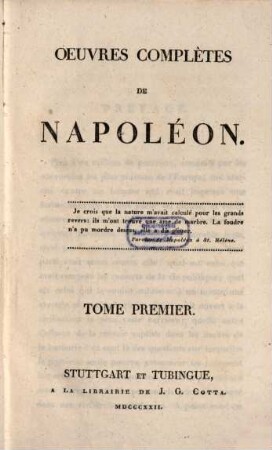 Oeuvres complètes de Napoléon. 1