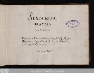 Senocrita : dramma per musica : Opera seria in 5 Akten