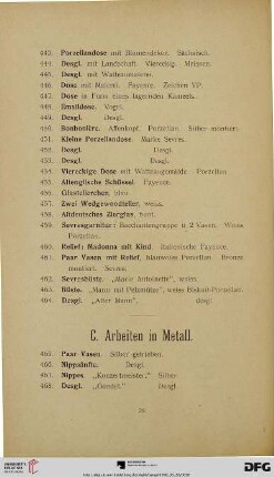 C. Arbeiten in Metall (Nr. 465-552)