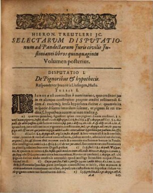 Selectarum disputationum ad ius civile Iustinianeum, quinquaginta libris Pandectarum comprehensum, volumina duo. Vol. 2