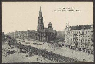 Ansichtskarte Lausitzerplatz mit Emmauskirche und Hochbahn