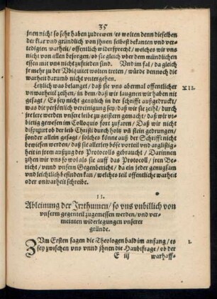 II. Ableinung der Irrthumen/ so uns unbillich von unserm gegenteil zugemessen werden/ und vermeinten widerlegungen unserer gründe.
