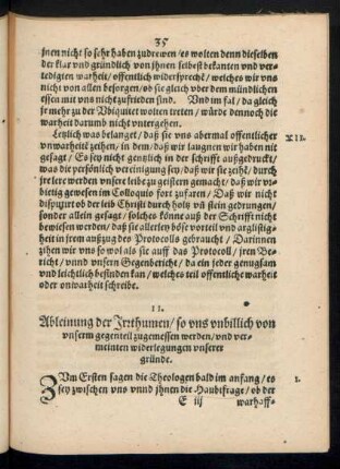 II. Ableinung der Irrthumen/ so uns unbillich von unserm gegenteil zugemessen werden/ und vermeinten widerlegungen unserer gründe.