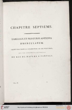 VII: Tableaux et peintures antiqtes d'Herculaneum
