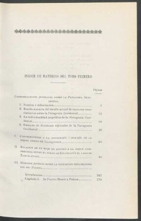Índice de materias del tomo primero