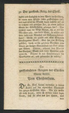 Vierter Artikel. Vom Christenthum