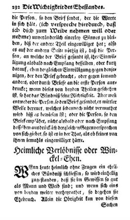 Heimliche Verlöbnisse oder Winckel-Ehen.
