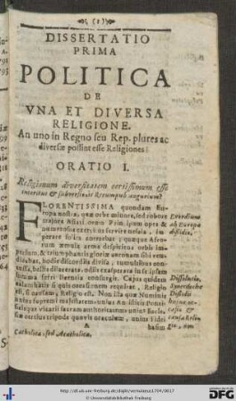 Pars Prima Orationum.
