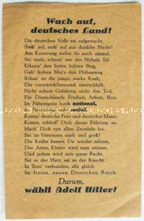 Handzettel der NSDAP zur Reichstagswahl 1933